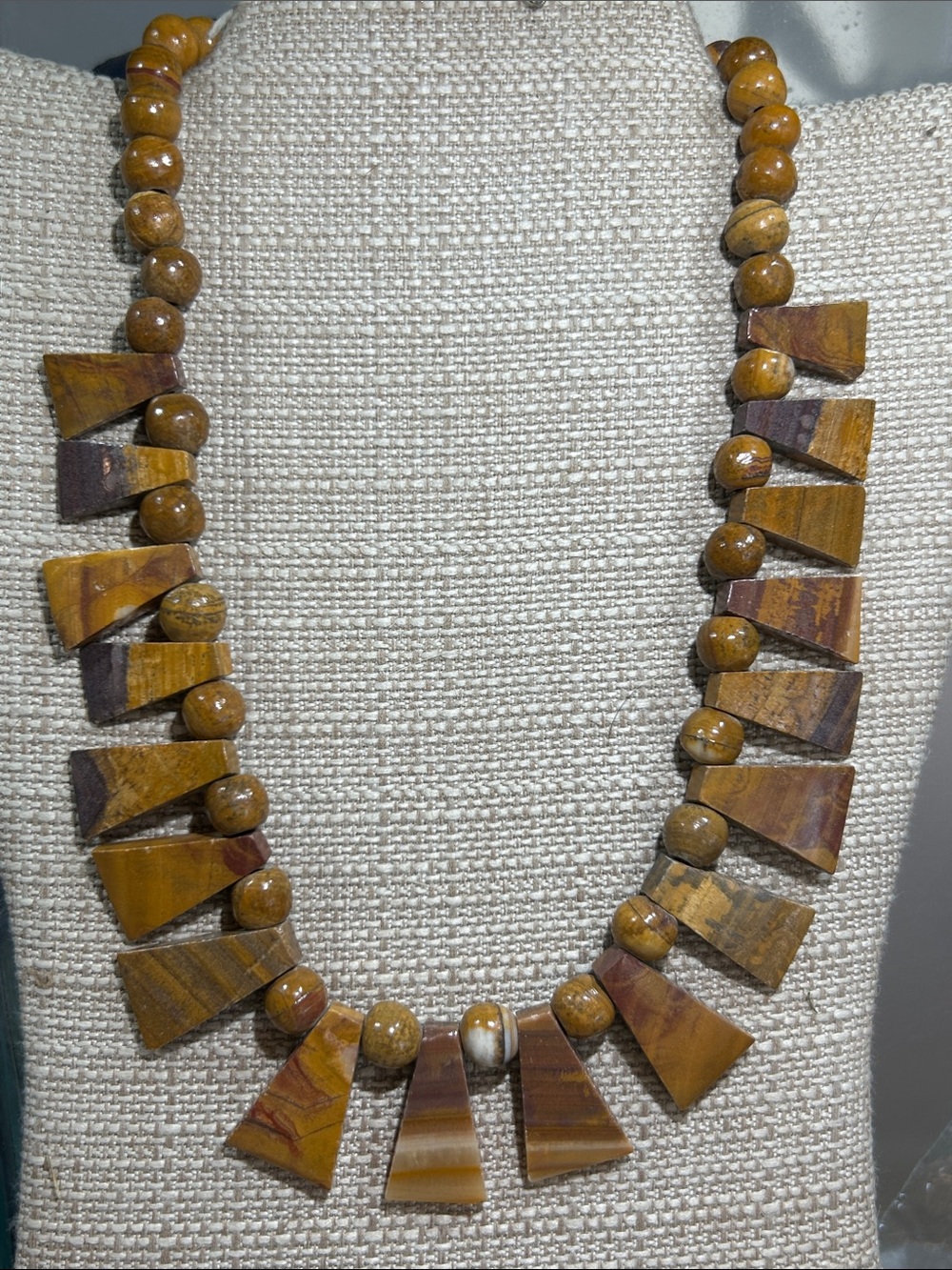 Artisan Golden Brown Jasper Geometric Necklace